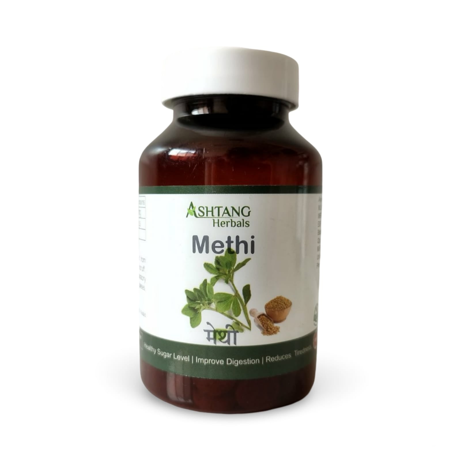 Bottle of Ashtang Herbals Methi on a white background